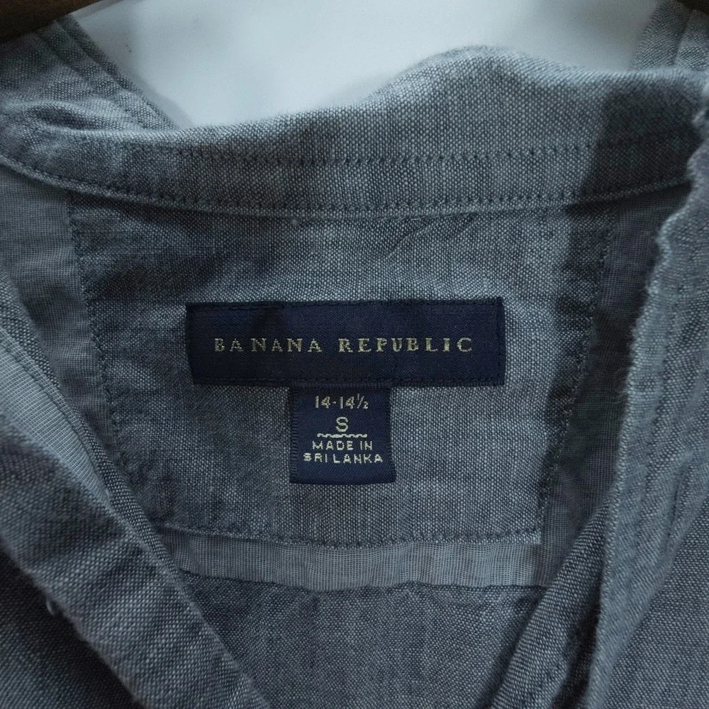 Banana Republic Shirt Mens Small Gray Chambray Streetwear Long Sleeve Button Up